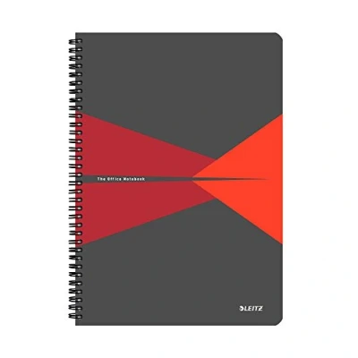 Image of Leitz 46470025 Office Collegeblock A4 Squared, Spiral Bound Chequered red