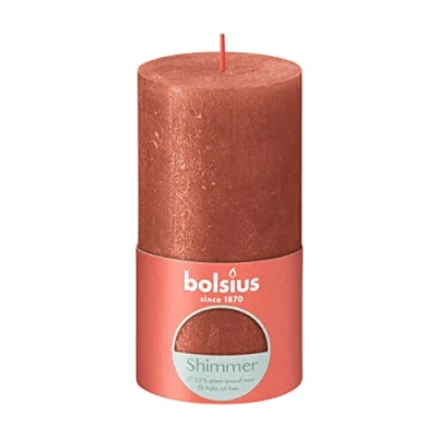 Image of BOLSIUS Amber Rustic Shimmer Metallic Pillar Candle 13cm x 7cm