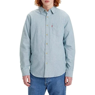 Image of Levi&#039;s Sunset Pocket Standard Shirt, Men&#039;s, Size: Medium, Hrishikesh green/blue slate