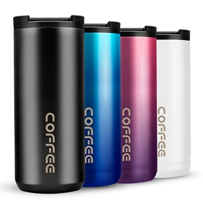 Image of Travel Mug, Double Walled Coffee Cup 550ml Vacuum Insulation Stainless Steel with Leakproof Lid Eco Friendly, for Hot and Cold Water Tea (Black)
