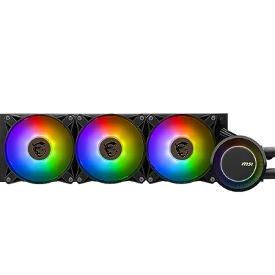 Image of MSI MAG CORELIQUID E360 AIO CPU Liquid Cooler Enlarged Copper Cold Plate, ARGB Blockhead &amp; FDB Fans, Dual Chamber Water Block, Split Flow Radiator, Mystic Light Supported AMD Intel Compatible