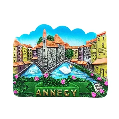 Image of 3D Annecy France Refrigerator Fridge Magnet Tourist Souvenirs Handmade Resin Craft Magnetic Stickers Home Kitchen Decoration Travel Gift