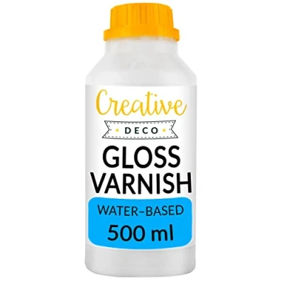 Image of Creative Deco Acrylic Gloss Varnish 500ml Clear, Colourless, Transparent for Paint Glossy &amp; Satin Finish Surface Protection Water Based Non Toxic Interior Exterior Use