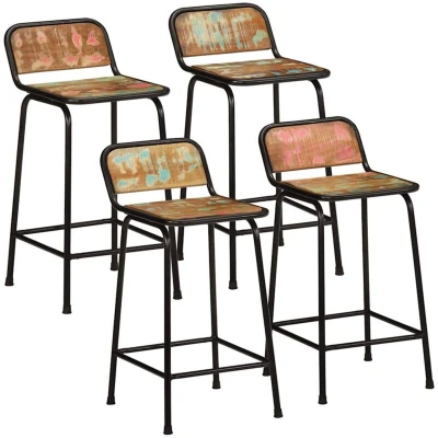 Image of vidaXL Bar Stools 4 pcs 46x35.5x80 cm Solid Wood Reclaimed