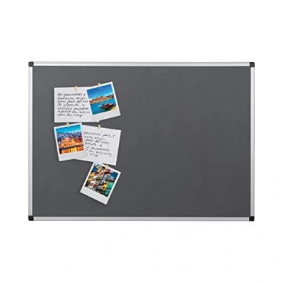Image of Bi Office Notice Board Maya, Grey Felt, Aluminium Frame, 90 x 60 cm