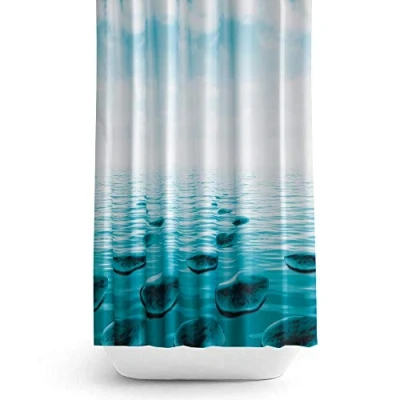 Image of Extra Wide Bespoke Size Fabric Shower Curtain 240CM by 180CM Drop [Stone]