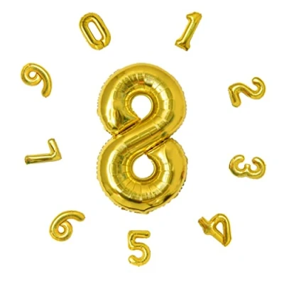 Image of 40&quot; Number Balloons,Helium 8 Balloons Birthday,Self Inflating Balloons,Foil Balloon for Birthday Party,New Year Decoration,Anniversary Decoration,Company Celebration (Gold #8)