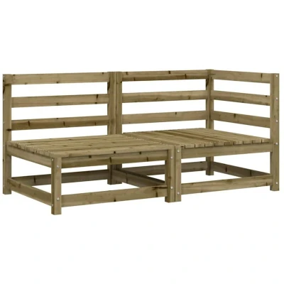 Image of vidaXL Impregnated Wood Pine Garden Sofa 2 Seater Outdoor Patio Sectional Furniture, Comfortable Backrest, Slatted, Modular