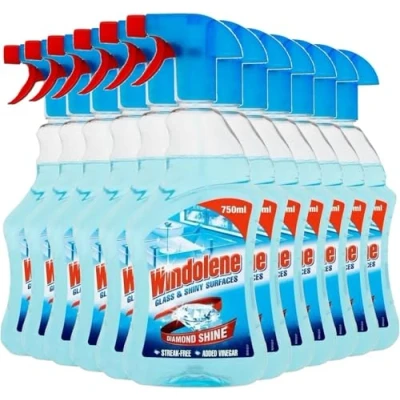 Image of Windolene Glass &amp; Shiny Surfaces Diamond Shine, Pack 12 x 750ml, Streak Free Cleaning for Windows, Window cleaner
