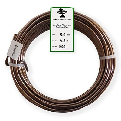 Image of Grow A Bonsai Tree Anodized Aluminum 5.0mm Training Wire 250g Large Roll (15.7 feet) Choose Your Size and Color (5.0mm, Brown)