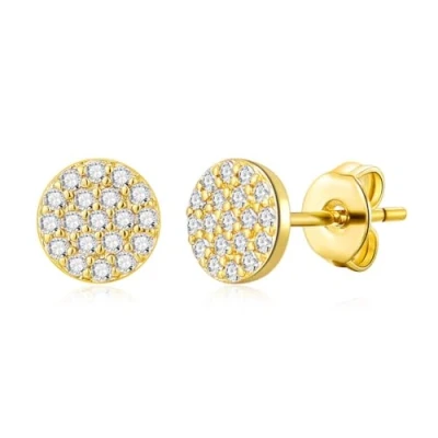 Image of Philip Jones Gold Plated Pave Round Earrings Created with Zircondia® Crystals