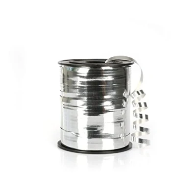 Image of LOVETRENDS Curling Ribbon Metallic Silver 250m Reel of Great for Balloon Decorations and Gift Wrapping