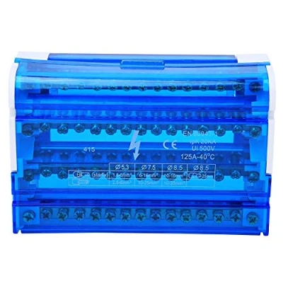 Image of Power Distribution Gang Box Connector Din Rail Terminal, Terminal Block 4 Level Single Phase with Transparent Dust Cover