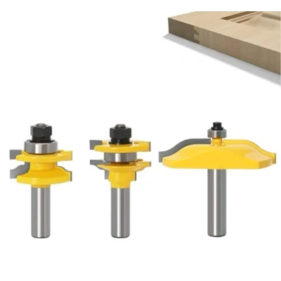 Image of APLUS 3Pcs Tongue Groove Router Bits Set, 1/2&quot; Shank Ogee Rail &amp; Raised Panel Bit Wood Milling Cutter Woodworking Tool