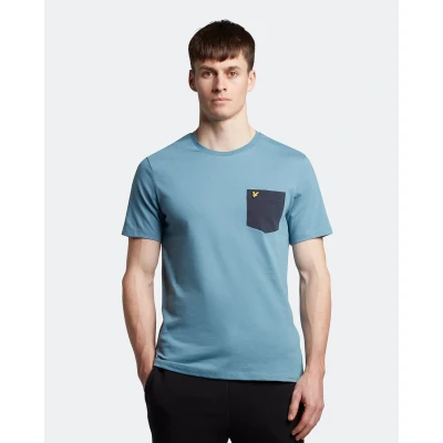 Image of Lyle &amp; Scott Mens Contrast Pocket T Shirt Skipton Blue/Dark Navy M