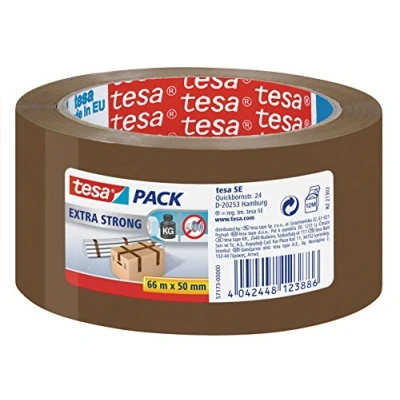 Image of tesa Packing Tape Extra Strong PVC Packaging for Heavy Parcels and Boxes, 66 m x 50 mm Brown, 6 Rolls