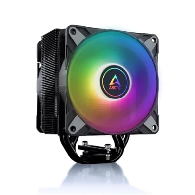Image of ARCTIC Freezer 36 A RGB Single tower CPU cooler with push pull, two pressure optimised 120 mm P fans and ARGB lighting, fluid dynamic bearing, 200 2000 rpm, 4 heatpipes, incl. MX 6 Black