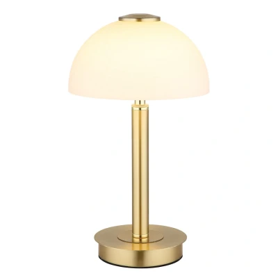 Image of Uldin Bedside Table Lamp Brass Coloured Matt Opal Glass Shade LED 3000K