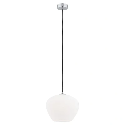 Image of Kalimera 24cm Globe Pendant Ceiling Light Opal Matt, Chrome