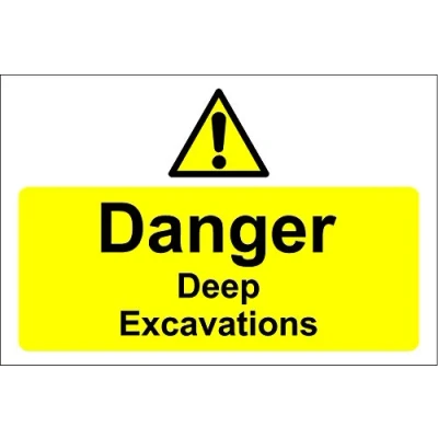 Image of Danger deep excavations safety sign 1.2mm rigid plastic 400mm x 300mm