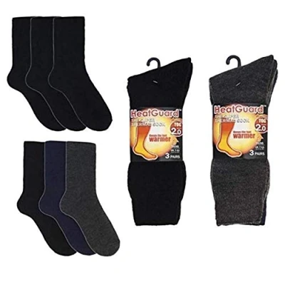 Image of 3 PAIRS OF MENS THERMAL 2.0 TOG SOCKS BY HEATGUARD WINTER THICK WARMTH (DARKS)