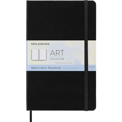 Image of Moleskine 13 x 21 cm Large Art Collection Watercolour Notebook Sketchbook Album for Drawing with Hard Cover, Paper Suitable Water, Colours and Pencils, Black, 72 Pages