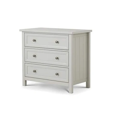 Image of Julian Bowen 3 Drawer Chest, Mdf, Dove Grey, Height: 74, Width: 84, Depth: 44cm