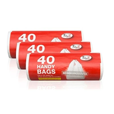 Image of Tidyz 3 Packs Of 40 Handy Bags Carrier Fits 15L Pedal Bin Extra Strong Tie Handle 120 In Total