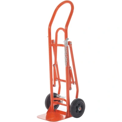 Image of Single Folding Cylinder Trolley; Holds 1 x 140/300mm Cylinder; Orange