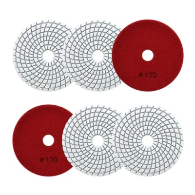 Image of SANLEETEK Wet Diamond Polishing Pads 4&quot;/100mm 6pcs Grit 100 Polish Pad Kit for Granite Marble Artificial Stone Quartz Angle Grinder