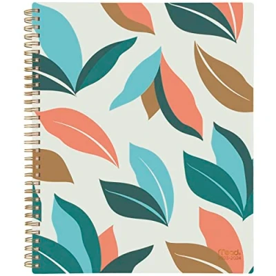 Image of Mead 2023 2024 Academic Planner, Weekly &amp; Monthly, 8 1/2&quot; x 11&quot;, Large, Monthly Tabs, Flexible Cover, Palm Leaves (1317P 905A)