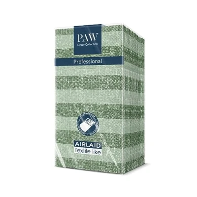 Image of PAW Napkins Made of airlaid Fabric Like (1/8 Pocket) I 25 Pieces Ideal for Wedding, Baptism, Communion, Birthday Nature, Green, Stripes Color: Linen (Green)