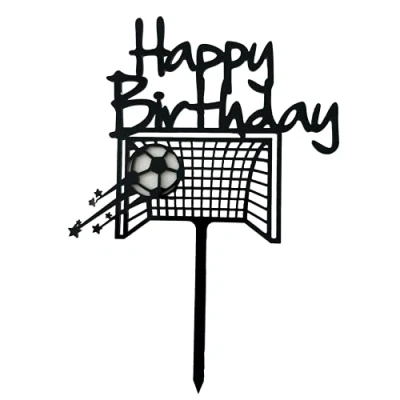 Image of Black Acrylic Football Themed Happy Birthday Cake Topper Decoration Kits for Kids Or Adults Party Celebration