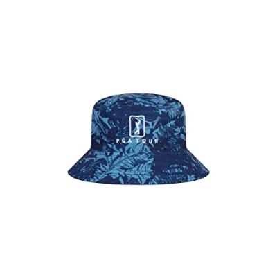 Image of PGA Tour Men&#039;s Reversible Camo Bucket Hat, Classic Style, Double Side with Print or Solid Colour Cap, Peacoat, One Size