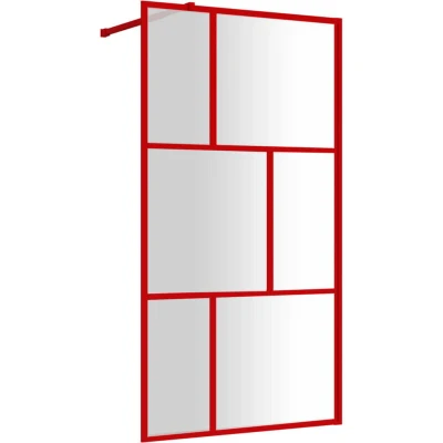 Image of vidaXL Walk in Shower Wall with Clear ESG Glass Red 115x195 cm