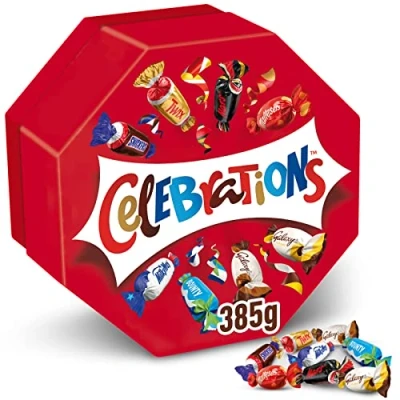 Image of Celebrations Milk Chocolate Gift Box of Mini Chocolates &amp; Biscuit Bars Centerpiece (Maltesers, Galaxy, Snickers More) 385g