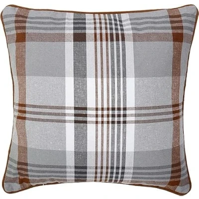 Image of LIZZIE JACOBS Tartan Check Cushion Covers 100% Cotton Super Soft Comfortable Material Regular 18 inch or Large 24 (45 x 45 cm, Brown)