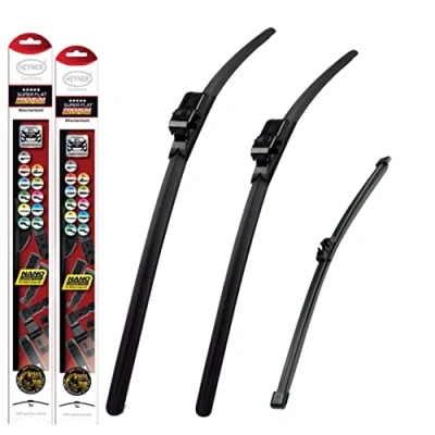 Image of HEYNER Germany Super Flat Wiper Blades Size 24&quot;19&quot; Rear 14&quot;E Fits BMW 3 Touring E91 2005 2012 HSF2419SL/PT14E
