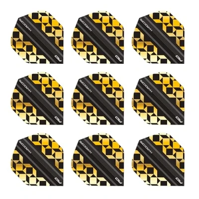 Image of RED DRAGON Hardcore Premium Gold &amp; Black Geometric Dart Flights 3 Sets Per Pack (9 in total)