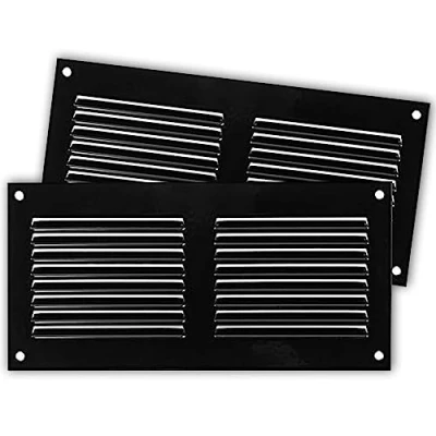 Image of 2 Pack 8&quot; x 4&quot; Inch / 200 100 mm Black Air Vent Cover Steel Return Grilles for Ceiling and Sidewall HVAC with Insect Protection Screen (7.87 3.93 inch, Black)