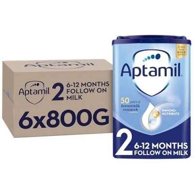 Image of Aptamil 2 Follow On Baby Milk Powder, 6 12 Months, 800g (Pack of 6) Packaging May Vary
