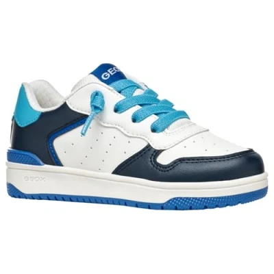Image of Geox Washiba BOY Trainers for kids, Size: 9K, White/azure Imitation leather/ textile