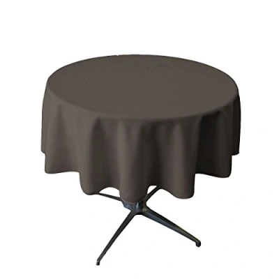 Image of LA Linen Polyester Poplin Round Tablecloth, 58 Inches, Charcoal, 147.3 x 0.04 cm