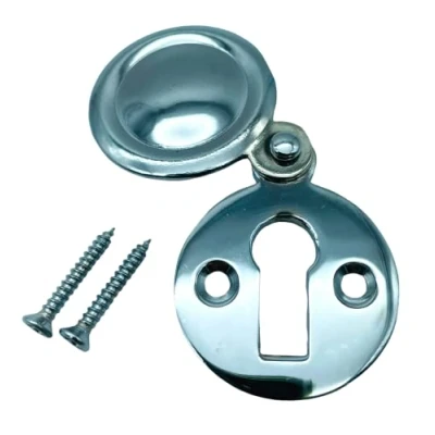 Image of Polished Brass Round Keyhole Cover Escutcheon with Screws (1, Chrome)