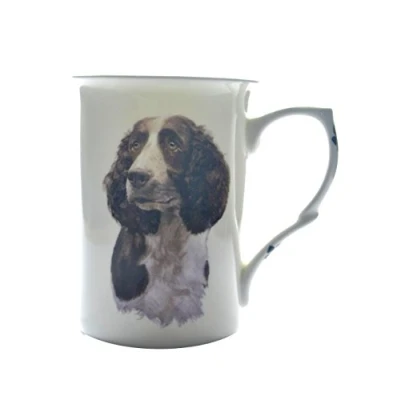 Image of (R) Kirsty Jayne China Hand Decorated Bone Springer Spaniel 10 Fl Oz Dog Beaker, Mug