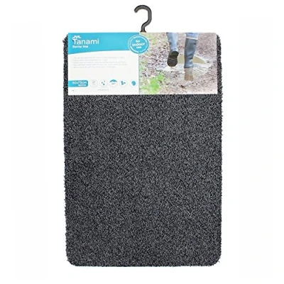 Image of JVL Tanami Machine Washable Barrier Door Mat, Charcoal, 50 x 75 cm