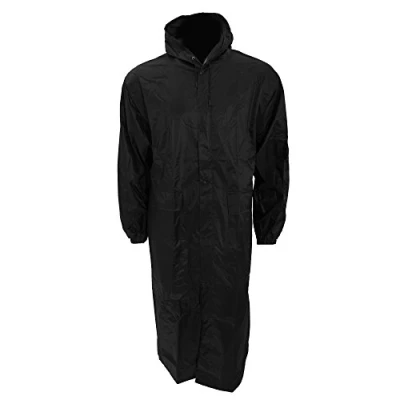 Image of Mens Long Length Waterproof Hooded Coat/Jacket (M Chest: 43 46inch) (Black)