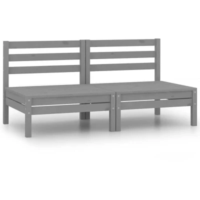 Image of vidaXL Garden Middle Sofas 2 pcs Grey Solid Pinewood