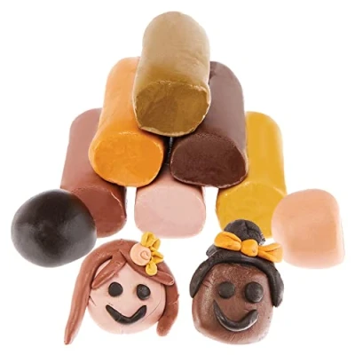 Image of Baker Ross FX825 Skin Tone Soft Modelling Clay Tub of 8, Air Drying for Kids