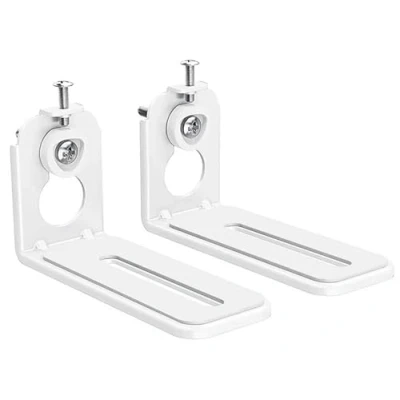 Image of Part King White Universal Soundbar Wall Mount Brackets Screw or Sticky Pad Arm Shelf for Sound Bar